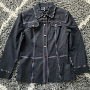 Womens black St John Sport Dark jacket blazer "New No Tag" with buttons Usa S